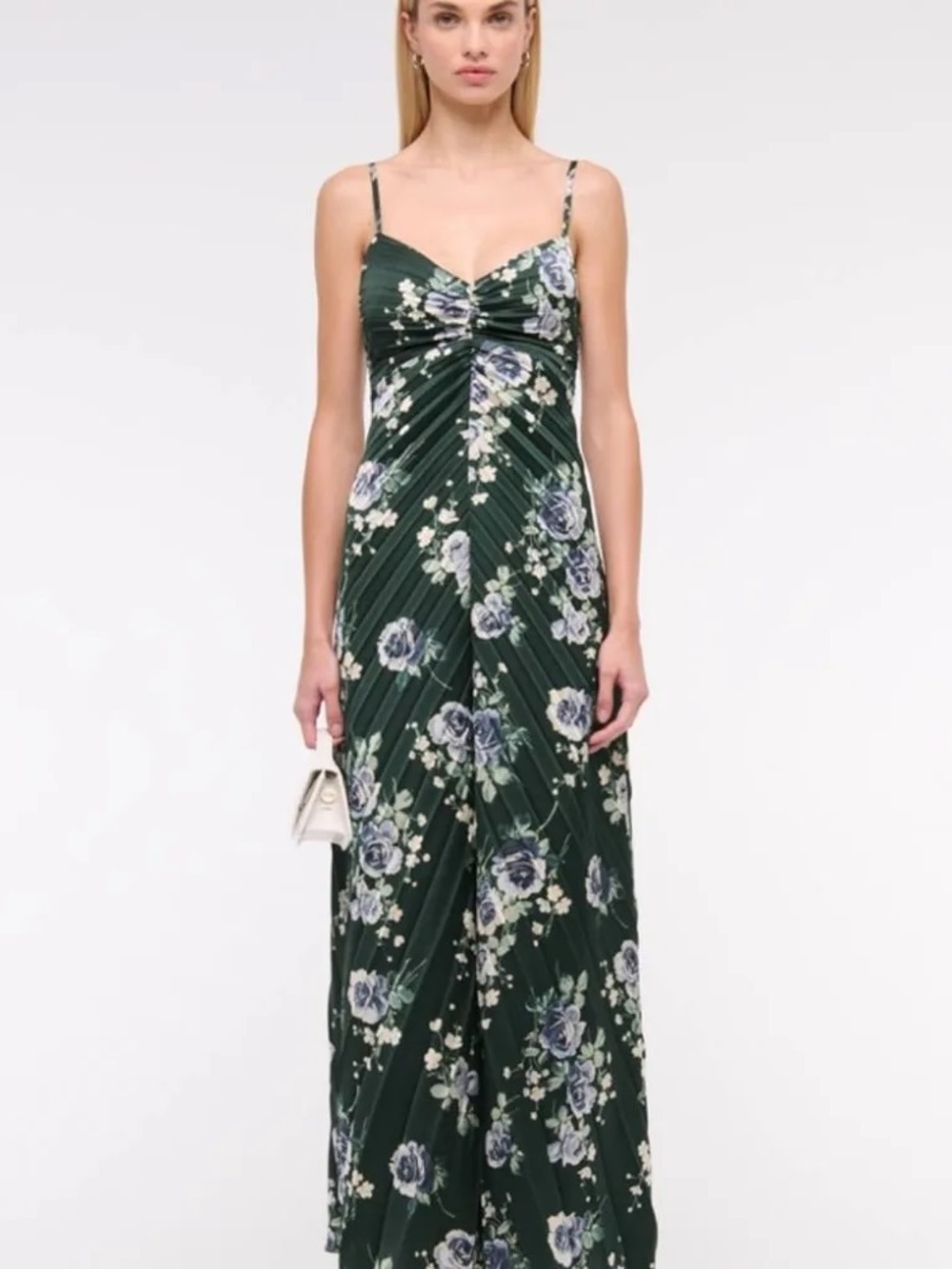 Abercrombie & Fit g Floral Green Spaghetti Strap Maxi Dress